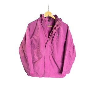 LL Bean Girls Pink Hooded Jacket Size L14-16 Waterproof Outdoor Adventure Coat